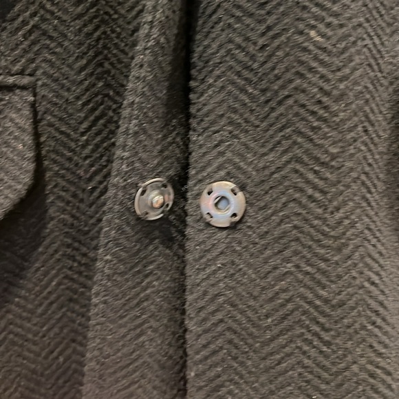 Banana Republic Black Wool Blend Herringbone Coat Size Medium - Picture 8 of 11